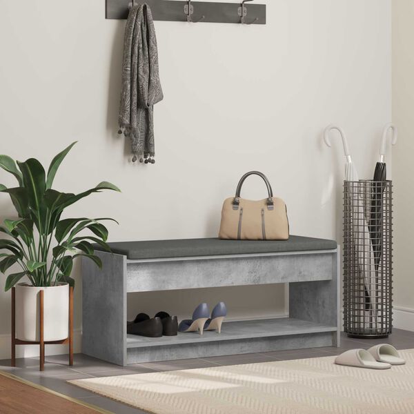vidaXL Panca per ingresso con cuscino Grigio Cemento 103 x 38 x 45 cm