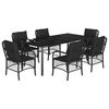 vidaXL Set da Pranzo da Giardino 7 pz Nero con Cuscini in Polyrattan