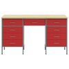 vidaXL Mobile da lavoro con cassetto 3 pcs Rosso 150 x 55 x 85 cm