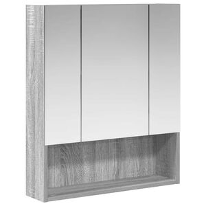 vidaXL Mobiletto per specchio da bagno Grigio Sonoma 60 x 14.5 x 70 cm