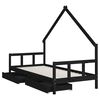 vidaXL Giroletto per Bambini con Cassetti Nero 90x190 cm Massello Pino
