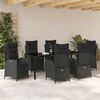 vidaXL Set da Pranzo per Giardino con cuscino 7 pcs Nero polyrattan