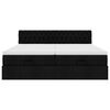 vidaXL Struttura Letto Pouf con Materassi Nero 180x200 cm in Tessuto
