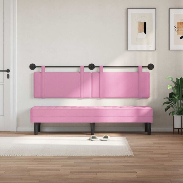 vidaXL Testata appesa Montaggio a parete Rosa 190 x 55 x 5 cm Tessuto