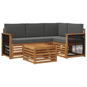 vidaXL Set di divani da esterno 5 pcs Naturale e Antracite