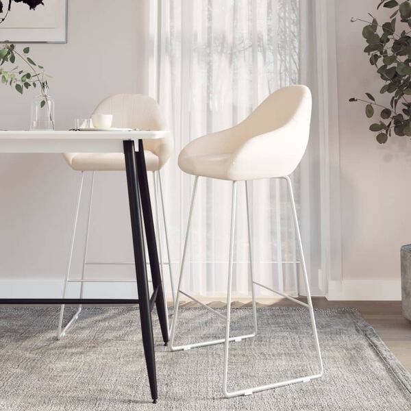 vidaXL Sedie da Bar 2 pz Crema in Velluto