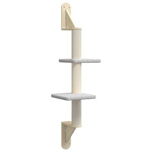 vidaXL Albero per Gatti con Tiragraffi a Parete Grigio Chiaro 108 cm