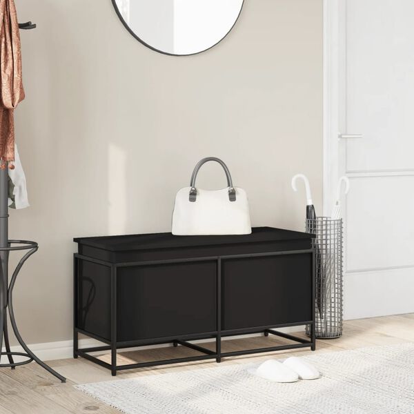 vidaXL Contenitore con Coperchio Nero 100x40x51,5 cm in Truciolato