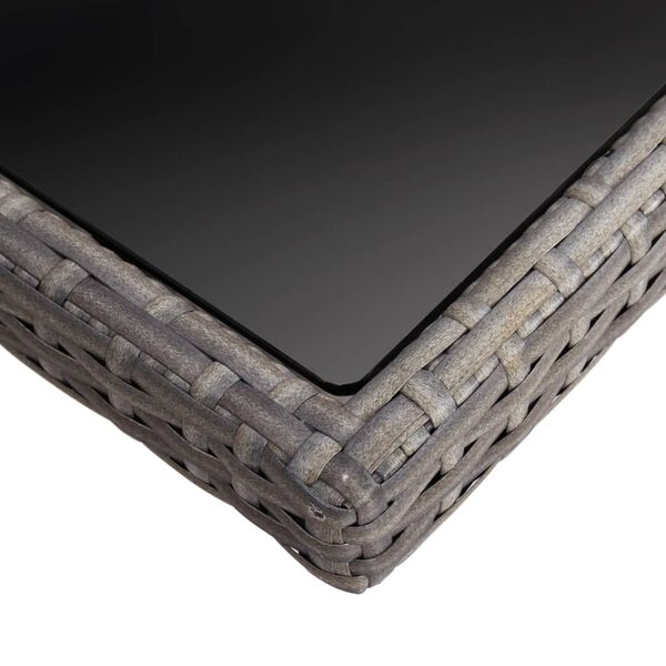 vidaXL Tavolo da Pranzo per Giardino in Polyrattan Grigio e Vetro