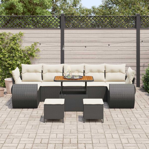 vidaXL Set Divano da Giardino 10 pcs Nero polyrattan