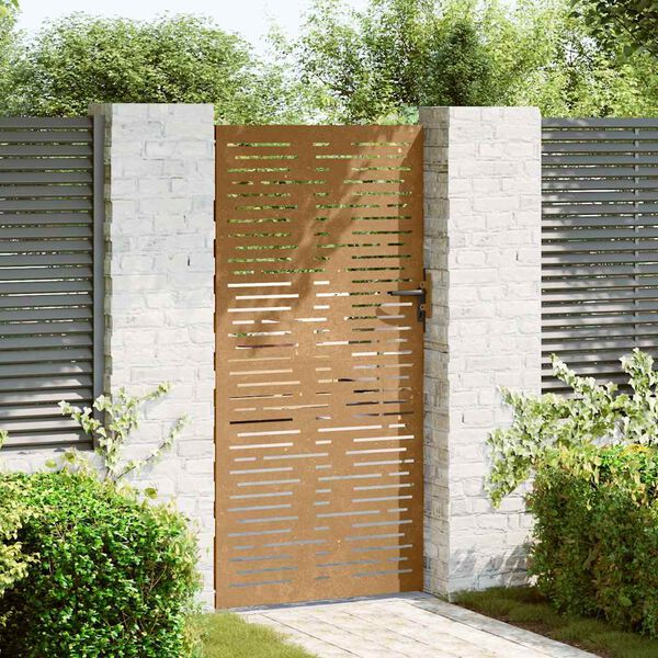vidaXL Cancello da giardino 85x200 cm in acciaio Corten design quadrato
