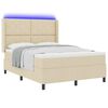vidaXL Letto a Sorgente LED con materasso Crema 160 x 200 cm Tessuto