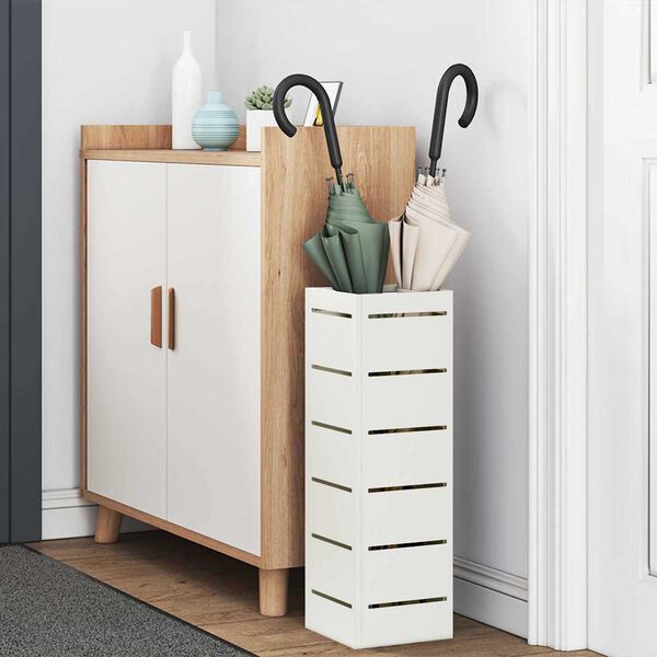 vidaXL Supporto per Ombrellone Bianco 15,5 x 15,5 x 49 cm Acciaio