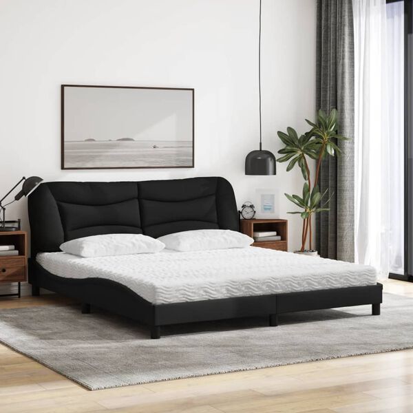 vidaXL Letto con Materasso Hvar Nero 180x200 cm in Tessuto