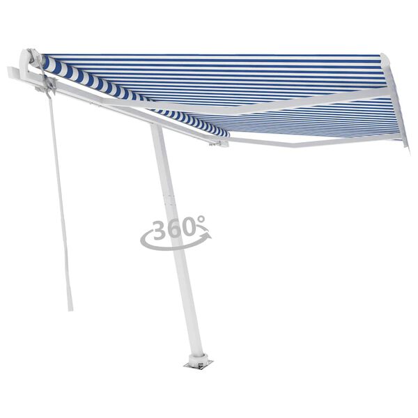 vidaXL Tenda da Sole Automatica Autoportante 300x250 cm Blu e Bianca