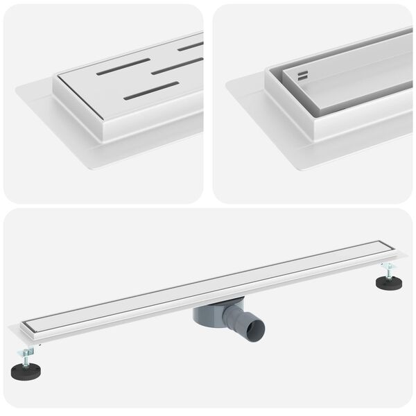 vidaXL Scarico doccia 2-in-1 con sifone a 360&deg; Argento 90 cm