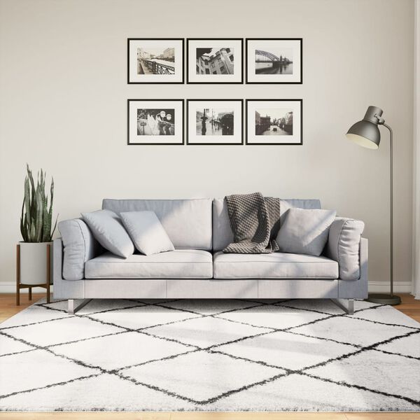 vidaXL Tappeto Shaggy PAMPLONA a Pelo Lungo Crema e Nero 200x200 cm