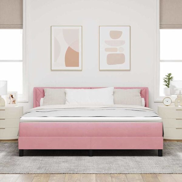 vidaXL Letto a molle con materasso Rosa 200 x 180 cm Poliestere