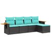 vidaXL Set Divani da Giardino 5 pz con Cuscini Nero in Polyrattan