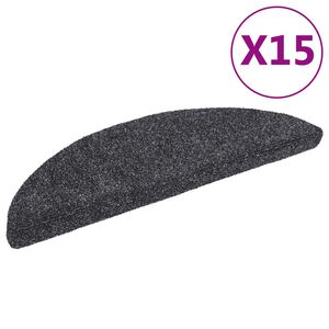 vidaXL Tappetini per scale autoadesivi 15 pz 56x17x3 cm Grigio scuro semicircolari