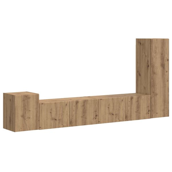 vidaXL Set mobile TV 3 pcs Rovere artigianale Legno multistrato