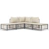 vidaXL Set Divani da Giardino 5 pz con Cuscini Antracite in Polyrattan