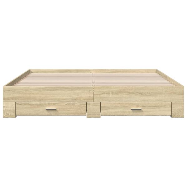vidaXL Giroletto Cassetti Rovere Sonoma 200x200 cm Legno Multistrato