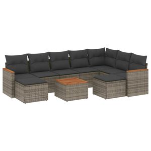 vidaXL Set Divano da Giardino 10 pz con Cuscini Grigio in Polyrattan