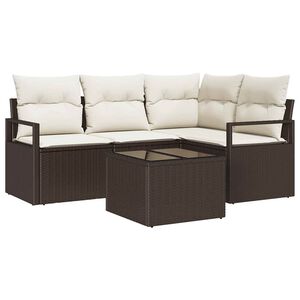 vidaXL Set di divani 5 pz Marrone polyrattan