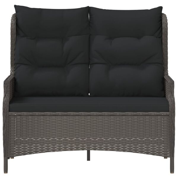 vidaXL Panca da Giardino a 2 Posti con Cuscini in Polyrattan Nero