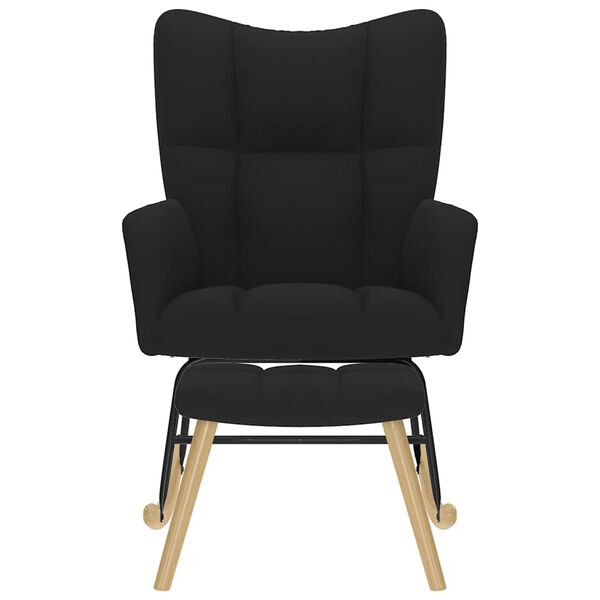 vidaXL Poltrona a Dondolo con poggiapiedi Nero in Tessuto