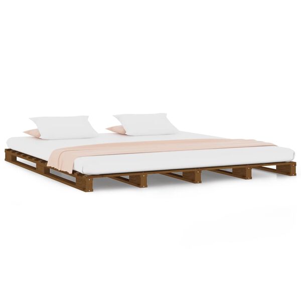 vidaXL Letto a Pallet senza Materasso Ambra 120x200cm Legno Massello