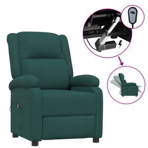 vidaXL Poltrona Elettrica Reclinabile Verde Scuro in Tessuto