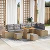 vidaXL Set Divano da Giardino con cuscino 9 pcs Beige Poly Rattan