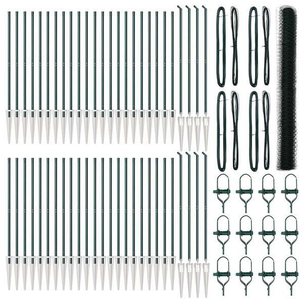 vidaXL Recinzione con pali. Verde 1.6 x 100 m Acciaio rivestito in PVC