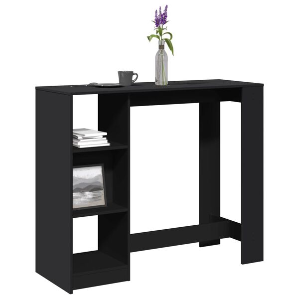 vidaXL Tavolo Bar con Ripiano Nero 124x46x103,5 cm Legno Multistrato