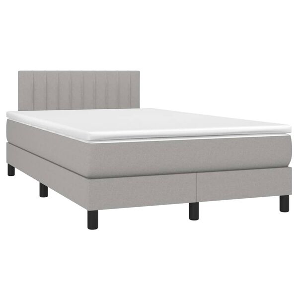 vidaXL Letto a Molle Materasso e LED Grigio Chiaro 120x200 cm Tessuto