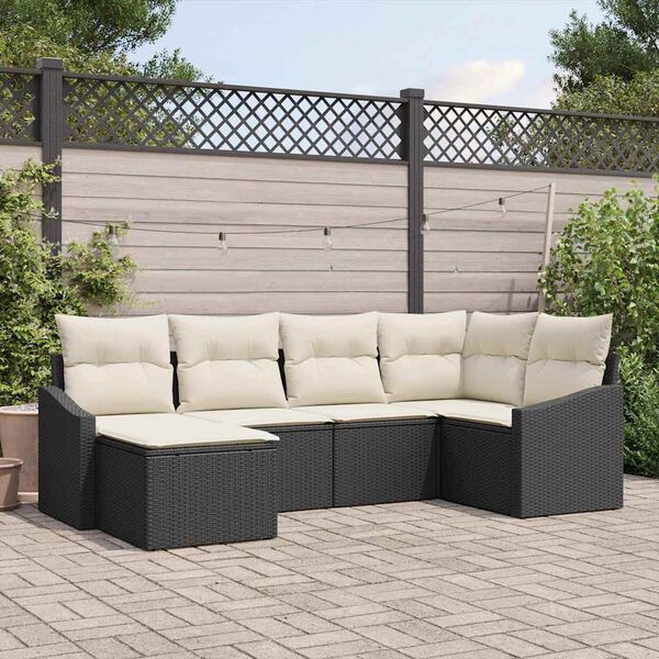vidaXL Set di divani con cuscino 6 pcs Nero polyrattan