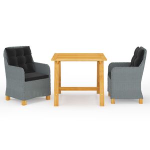 vidaXL Set Mobili da Pranzo per Giardino 3 pz Grigio Chiaro
