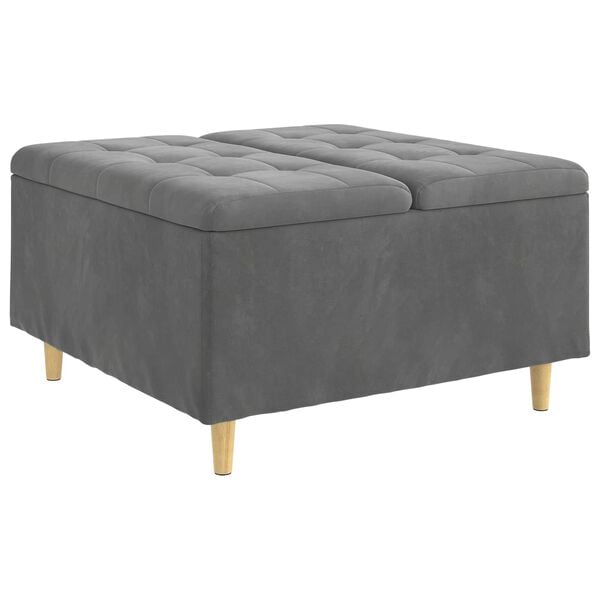 vidaXL Pouf contenitore Grigio scuro 80 x 80 x 45 cm Velluto