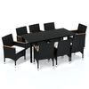 vidaXL Set Pranzo da Giardino 9 pz con Cuscini in Polyrattan Nero