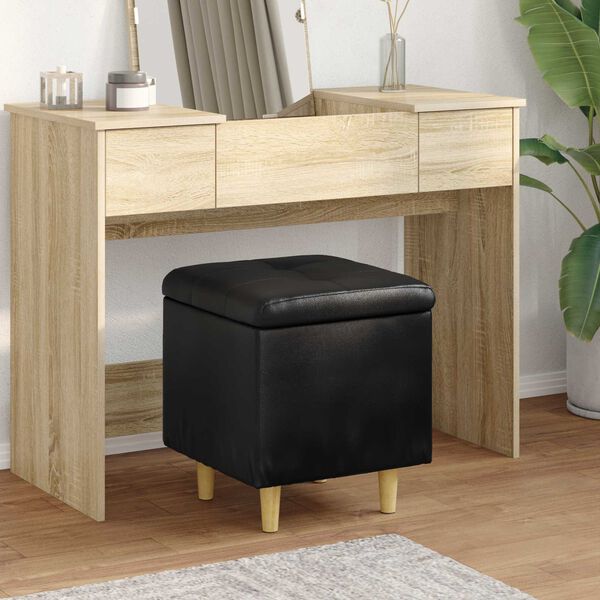 vidaXL Pouf contenitore Nero 40 x 40 x 45 cm Pelle sintetica