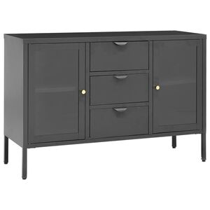 vidaXL Credenza Antracite 105x35x70 cm in Acciaio e Vetro Temperato