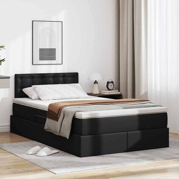 vidaXL Letto con contenitore e materasso Nero 120 x 190 cm
