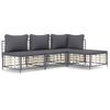 vidaXL Set Divani da Giardino 4 pz con Cuscini Antracite in Polyrattan