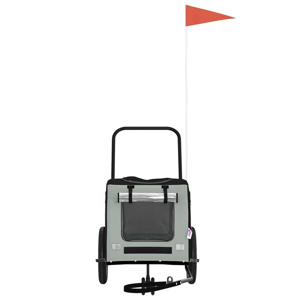 vidaXL Rimorchio per bicicletta per animali domestici Grigio e Nero