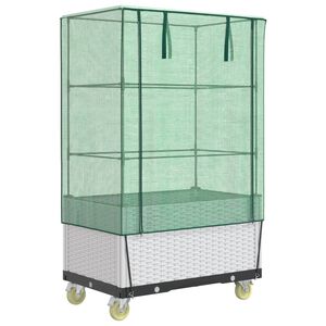 vidaXL Letto Rialzato con Copertura e Ruote Effetto Rattan 80x50x182cm