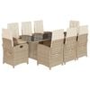 vidaXL Set da Pranzo da Giardino 9 pz con Cuscini Beige in Polyrattan