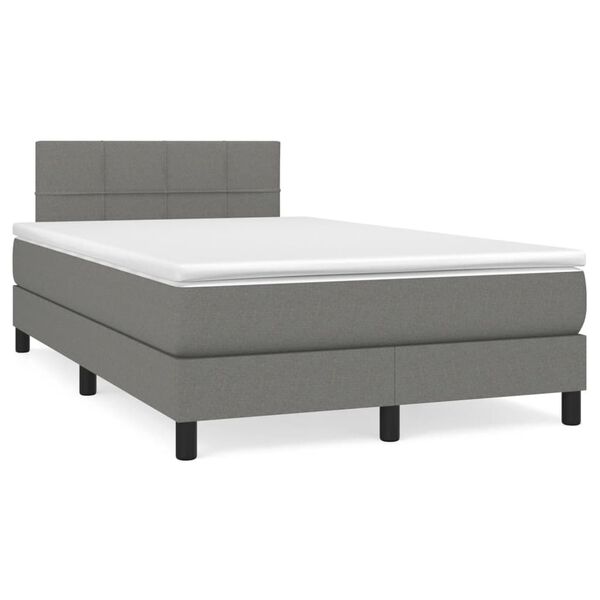 vidaXL Letto a Molle Materasso e LED Grigio Scuro 120x190cm in Tessuto
