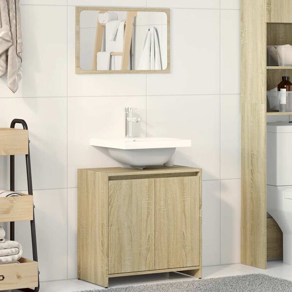 vidaXL Set Mobili da Bagno 2 pz Rovere Sonoma in Legno Multistrato